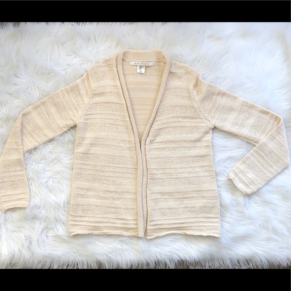 Max Studio open front cream cardigan